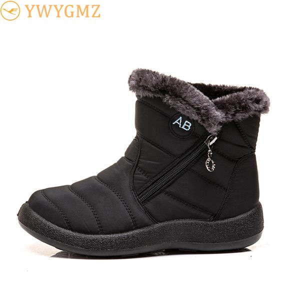 

women boots winter snow boots mother women's winter waterproof cloth plush keep warm cotton shoes woman botas mujer, Black