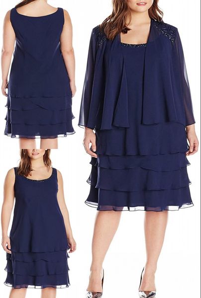 

2022 long navy evening dresses with jacket scoop plus size women chiffon dress new beaded lace mother of the bride dresses formal party prom, Black;red