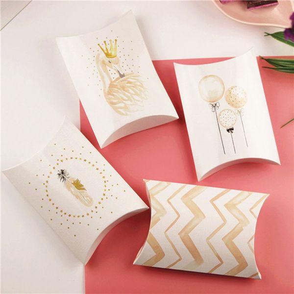 

10 pcs/pack pillow box for chocolate candy cookie christmas wedding party baby shower paper favor gift pillow packaging boxes