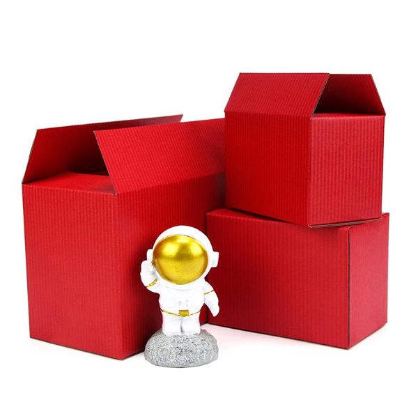 

gift wrap 5pcs / 10pcs red carton corrugated paper storage small box trinket packaging support customized size printing logo