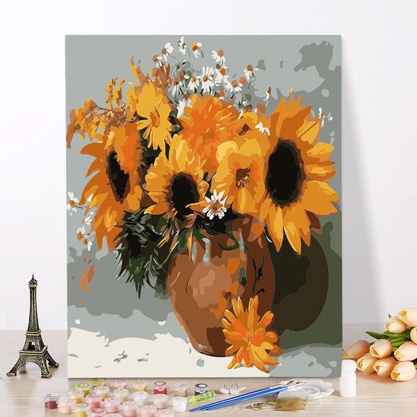 

40*50 cm frameless diy painting by numbers flowers landscape painting calligraphy wall art canvas painting for home decor gift