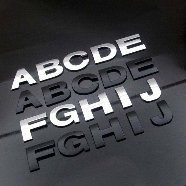WL Nuovo 44 mm 3D lettere fai da te emblema dell'alfabeto cromato e nero adesivo per auto distintivo digitale logo accessori
