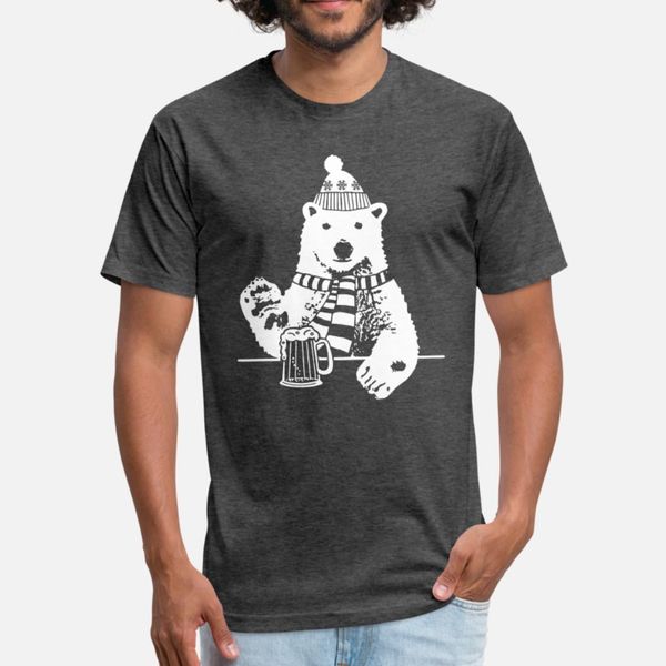 

polar bear beer t shirt men customize 100% cotton o neck clothing cute humor spring cool shirt
