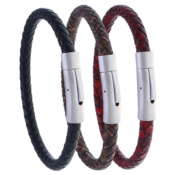 

charm bracelets 2021 vintage simple men punk magnetic leather bracelet personality hand woven rope couple for women, Golden;silver