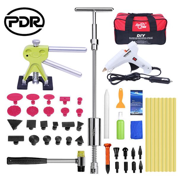 

pdr tools tool to remove dents auto tool set car body repair kit dent puller kit reverse hammer lifter removal glue gun suckers