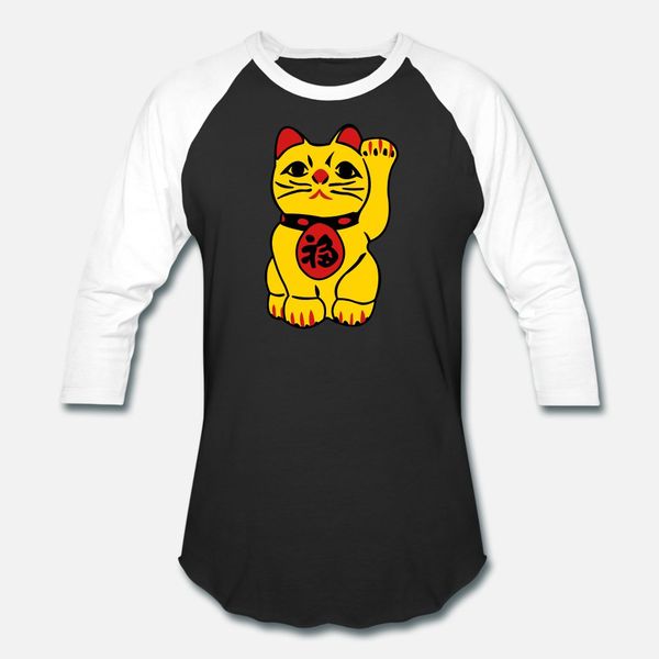 

good fortune cat t shirt men printed 100% cotton o neck fit graphic breathable summer style letters shirt
