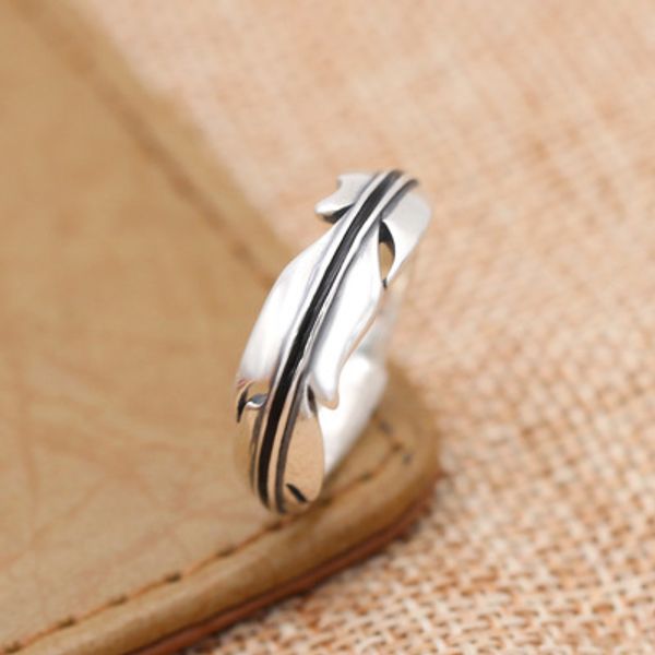 

925 серебро обручальное кольцо рождественский подарок прекрасный творческий листья перо кольцо ювелирные изделия, Silver