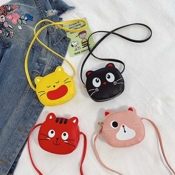 

children's small bag new mini shoulder bag cartoon lovely cat baby zipper shoulder coin purse girl crossbody