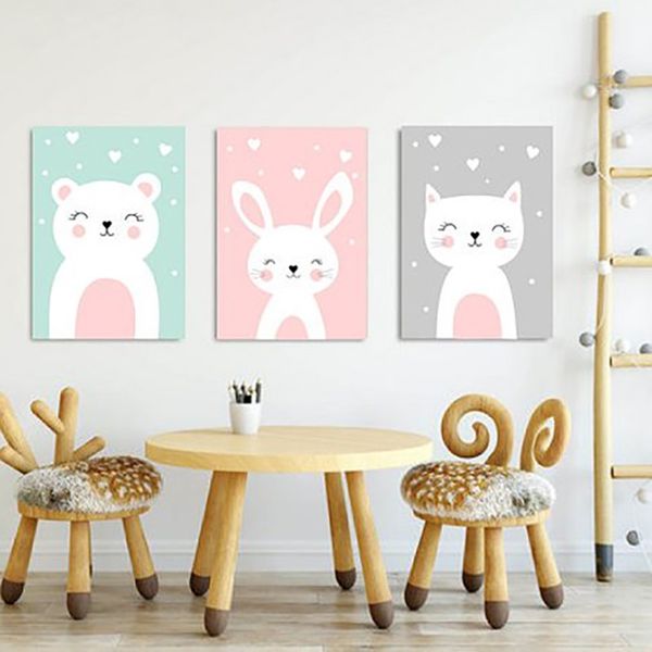 

nursery wall art pictures cartoon animals canvas painting nordic posters and prints baby girl bedroom decoration