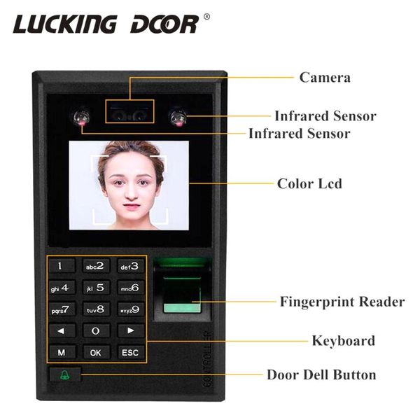 

fingerprint access control 2.8inch facial face door system kit biometric attendance usb password electric locks x102-s