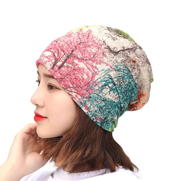 

beanie/skull caps fashion women spring hat brand scarf two used casual autumn floral girl's beanies skullies bonnet gorro, Blue;gray