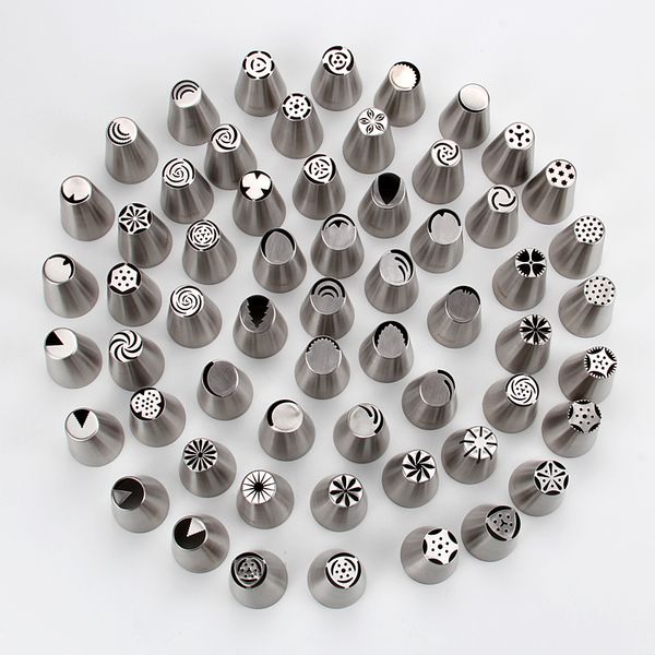 

baking & pastry tools 59pcs stainless steel 304 cake cupcake russian piping nozzles set diy icing tips