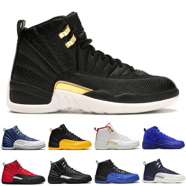 

new 12 stone blue university gold reverse flu game dark concord wntr basketball shoes 12s ovo taxi bulls reptile men sports sneakers trainer