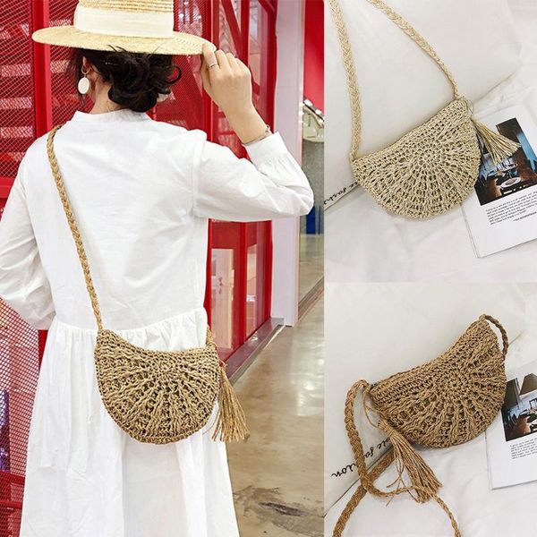 

women handwoven bag summer beach big casual totes boho circle bali round rattan straw crossbody handbag shoulder bag vacation