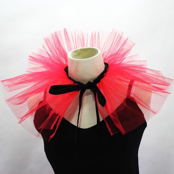 

2020 women multi-layer fluffy net mesh fake collar adjustable strap necklace chocker, Blue;purple