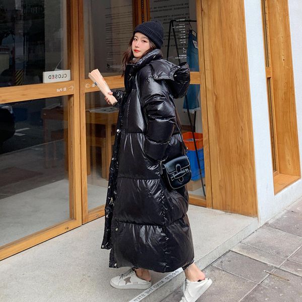 

oversized long winter woman jacket parkas padded warm down cotton coat female outerwear loose thicken hooded winter coats q2741, Black