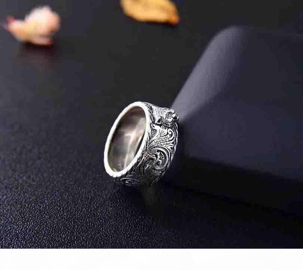 

new arrival s925 pure silver band ring with lion head shape design and logo for women and man wedding jewelry gift + box ps