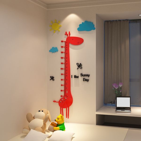 

cute cartoon giraffe wall sitcker 3d acrylic stickers for kids room baby growth height chart wall sticker baby room decoration