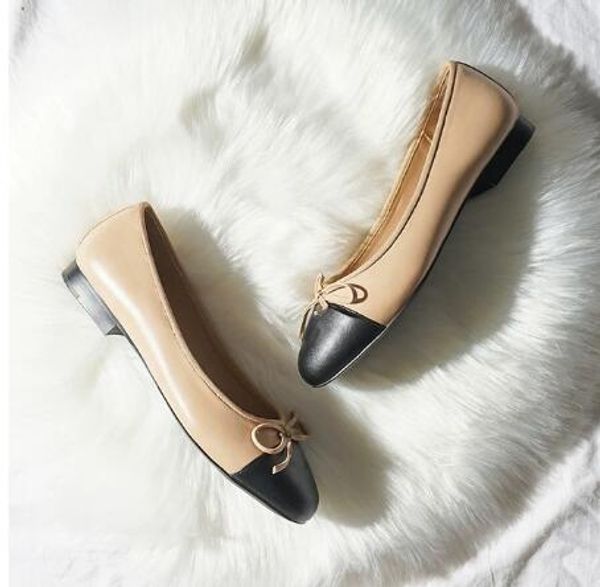 

fashion ladies flats genuine leather shallow shoes for womens leather bow design low heels casual women ballet shoes, Black