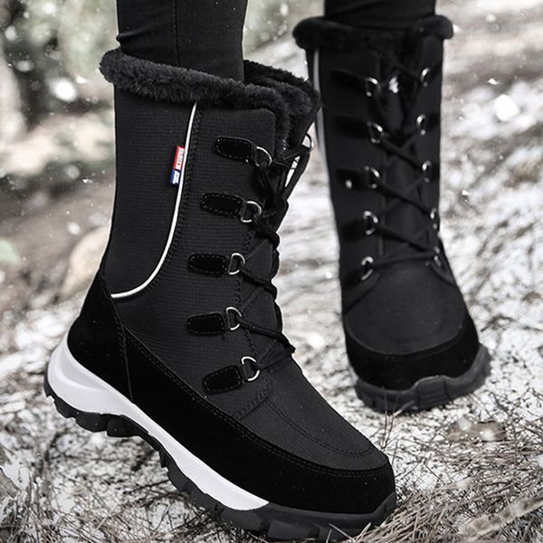 

boots snow 2021 ladies cotton winter women warm shoes, Black