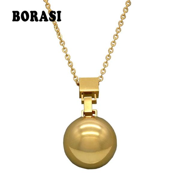 

height polishing mirror side stainless steel ball pendant necklace female jewelry gold necklaces & pendants for women, Silver