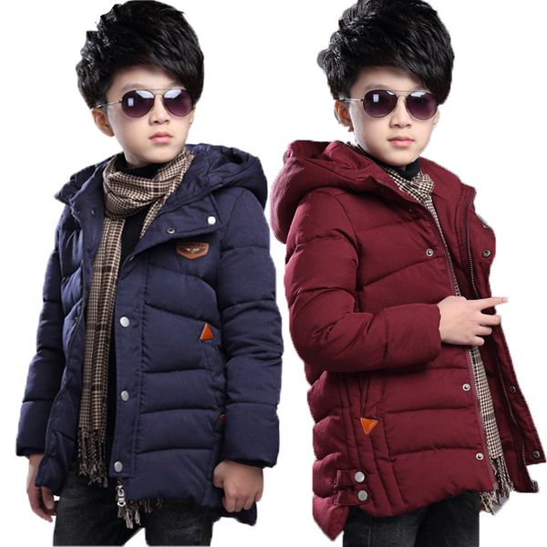 

2019 kids boys cotton padded parkas coat winter warm hooded jackets with pockets children thicken outwear casual boys clothing, Blue;gray