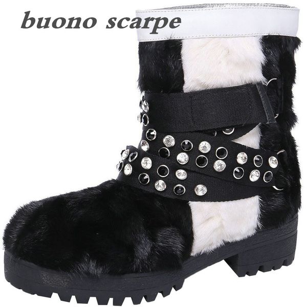 

2020 new thick-bottomed chain mink snow boots, Black
