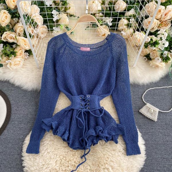 

chic женщины нового способ сладкая деревянная ухи высокая талия тонкий свитер леди шея длинный рукав сплошного цвет knit tops h958, White;black