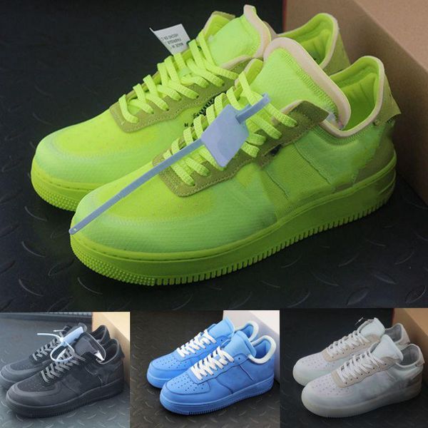 

2020 authentic 1 fluorescent green designer sports shoes low mca blue white red metallic silver men women running shoes sports sneakers
