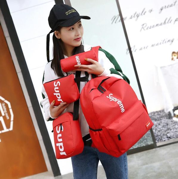 

designer-women's shoulder bag four-piece supp brand letter backpack casual breathable canvas universal multi-purpose backpack student b