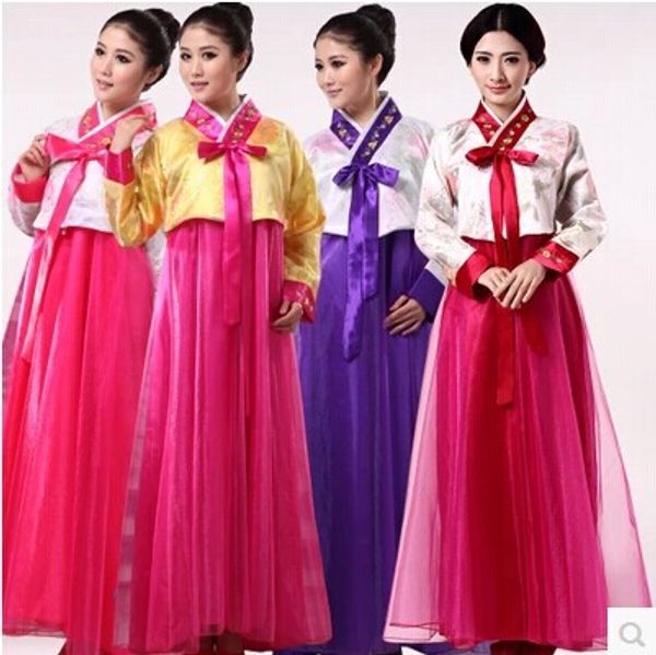 

autumn women short hanbok female korean dress ethnic costumes embroidered korean traditional dance dress cosplay, Red