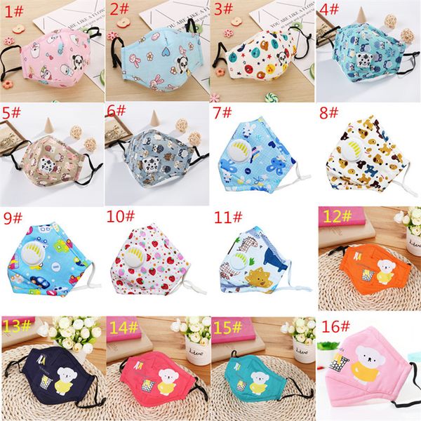 

kids cartoon face mask cotton washable face masks with pm2.5 filter breather valve anti-fog dustproof protective mask children masks