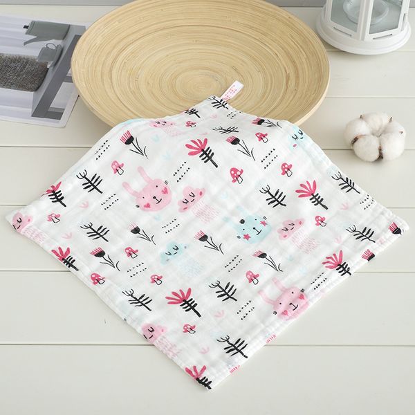 

нового хлопок детского маленькая квадратного шарф хлопчатобумажной пряжа платок мультфильм животные лимон клубника слюна полотенце детского, White