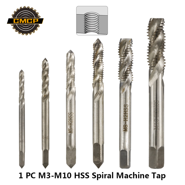 

1pc m3 m4 m5 m6 m8 m10 spiral machine tap for metalworking hss metric thread tap straight shank screw drill bit