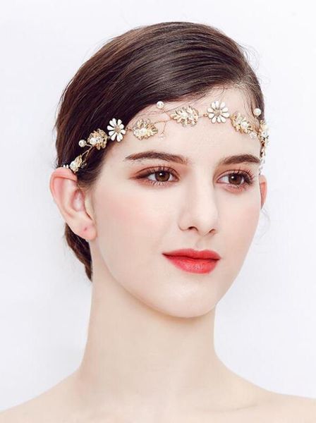 

vintage gold bridal headband rhinestone floral wedding headpiece hair vine for bride to be flower birdal hair accessories
