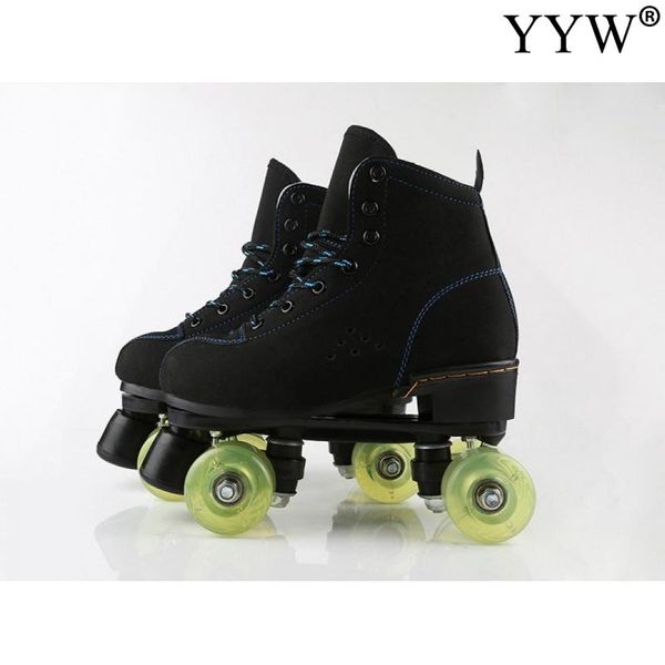 

flash roller skates blades for kids skate shoes sneakers cowhide roller skates man woman 4-wheel skating shoes 26-44 size