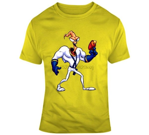 

retro snes game earthworm jim character video game fan t shirt