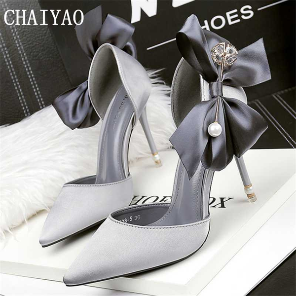 

high heels women's sandals seller butterfly-knot pu leather comfortabl female sandals fashion slip-on thin heels women shoes, Black