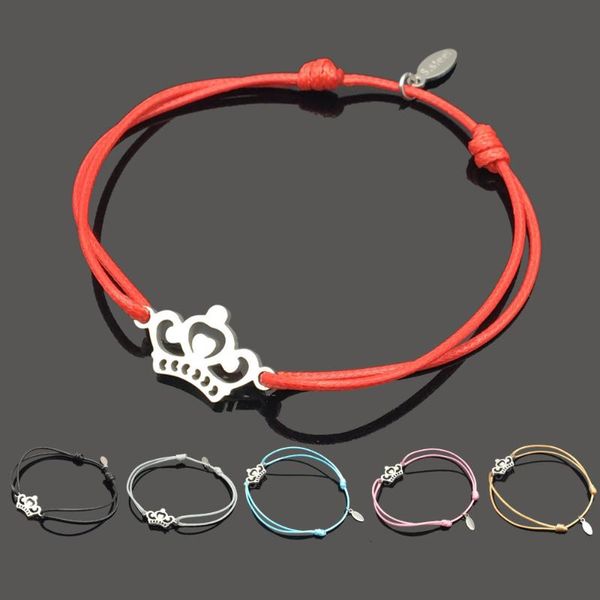 

new crown stainless steel charm wish bracelet compass stainless steel pendant adjustable string gift bracelet, Red;blue