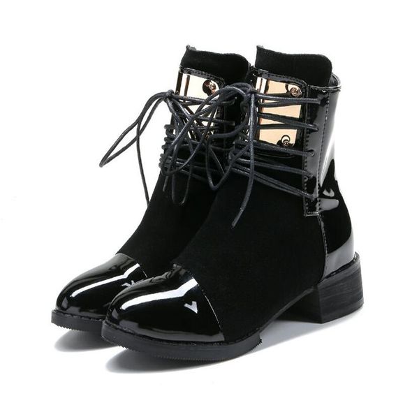 

2020 buckle ankle boots for women genuine leather fashion rivet low heel shoes women motorcycle boots autumn, Black
