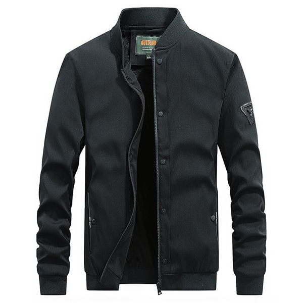 

20ss men's jacket fashion new style stand-up collar, design ribbed sleeve pocket dress slim simple fashion selling men's designer, Black