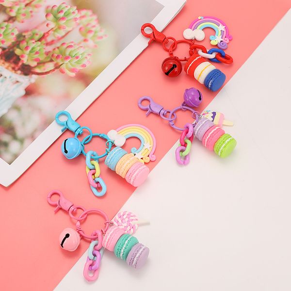 

creativity new women new macaron cake keychain pu love alloy leaf key chain charm bag pendant key ring party gift jewelry, Silver