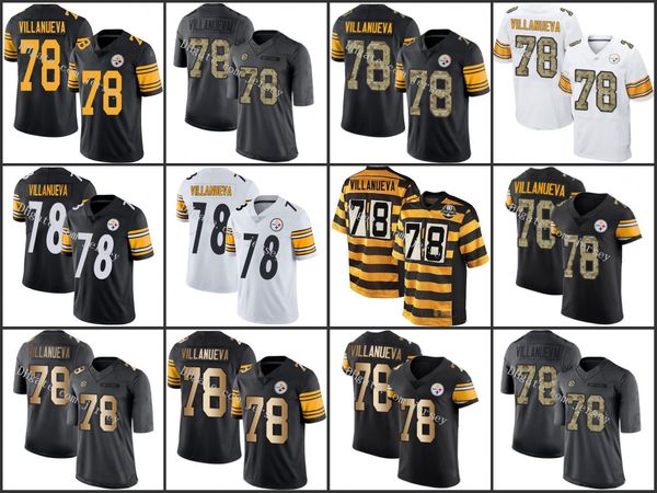 

pittsburgh steelers green 78 alejandro villanueva black gold camo nfl men women youthjersey, Black;red