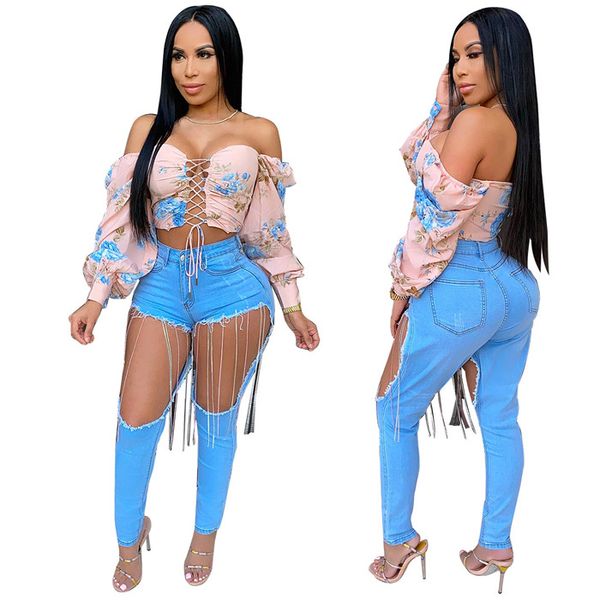 

womens puff sleeve tshirts summer slash neck floral bandage crop women slim hollow out tees, White