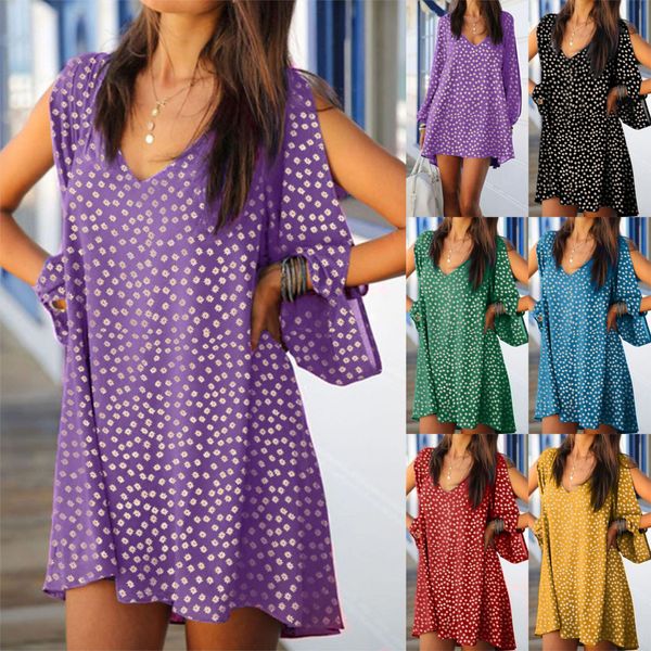 

autumn 2020 new european and american popular v-neck floral print open shoulder long sleeve womens dress, White;black