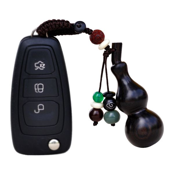 

ebony wood gourd decoration pendant car key ring key pendant chain, Silver