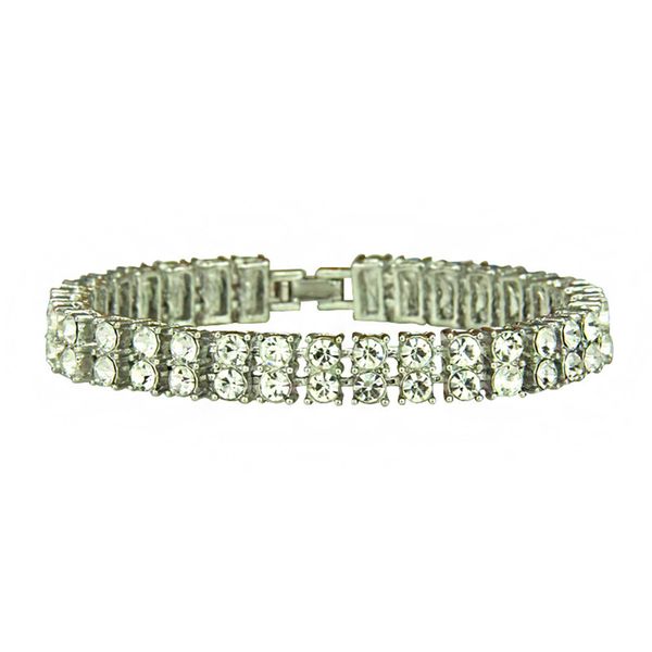 

two rows full rhinestone for men party nightclub personality bangle jewelry accessory, Black