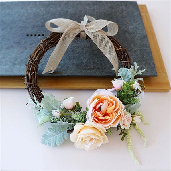 

decorative flowers & wreaths artificial rose garland simulation flower creative art home wedding room wall door hanging decoration