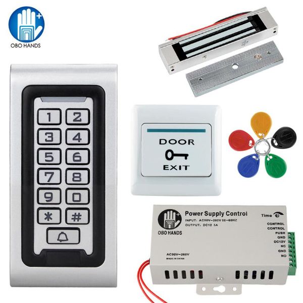 

obo hands rfid door access control system kit set with electronic control door lock waterproof keypad wiegand 26 gate opener