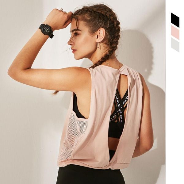 

новые женщины yoga top рукавов рубашки верхней части бака сыпучие сетки запуск спортивный жилет синглетный спортивная одежда для женщин зал, White;red